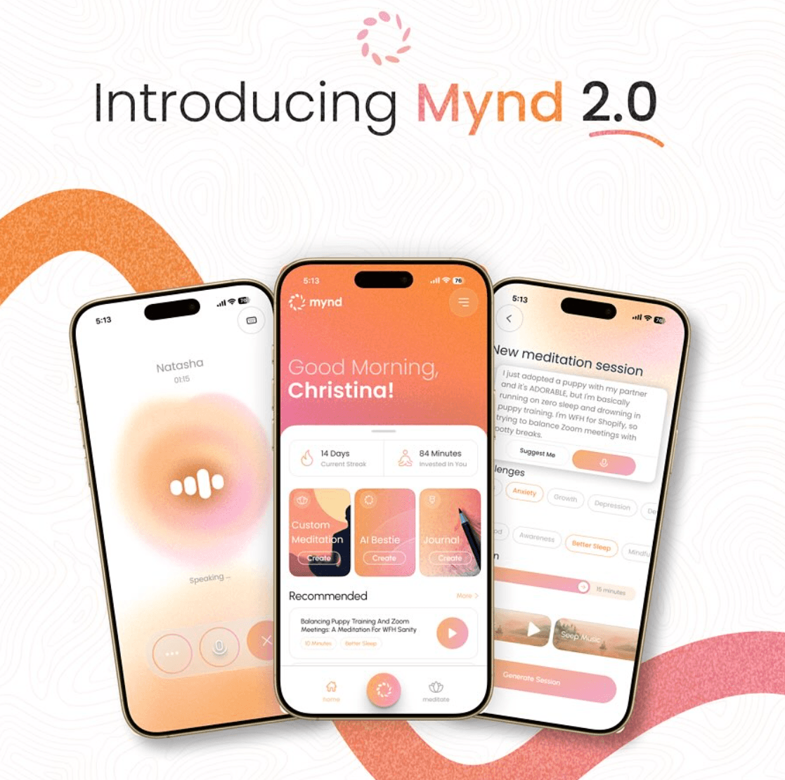 Introducing Mynd 2.0 app screens